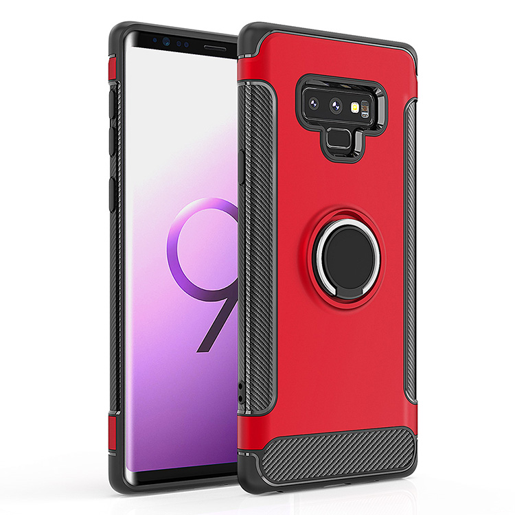 Galaxy Note 9 360 Rotating RING Stand Hybrid Case with Metal Plate (Red)